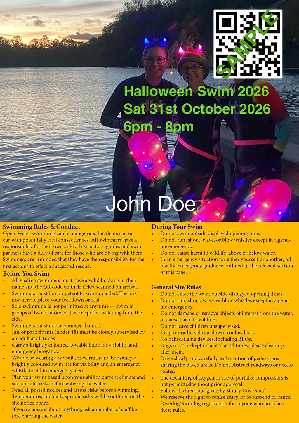 Halloween Swim Sat 31 October 2026 - 6pm-8pm